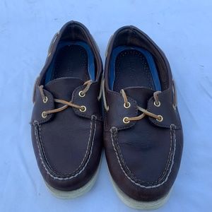 Sperry Top sider Size 10M Brown Leather Upper 2 Eye Boat Mens Slip On Shoes